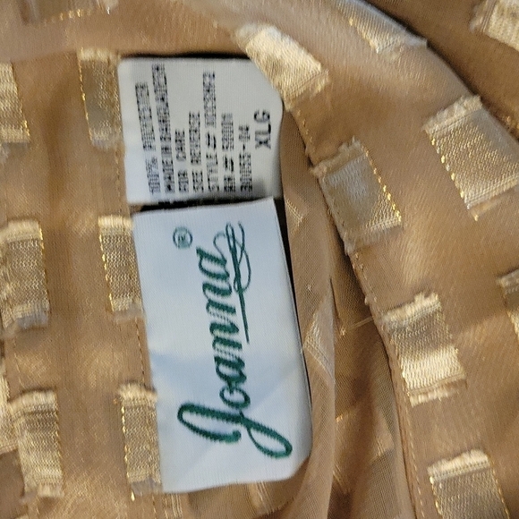 VTG Joanna Gold Geometric Sheer Button Down Long Sleeve Holiday Shirt - Picture 7 of 7